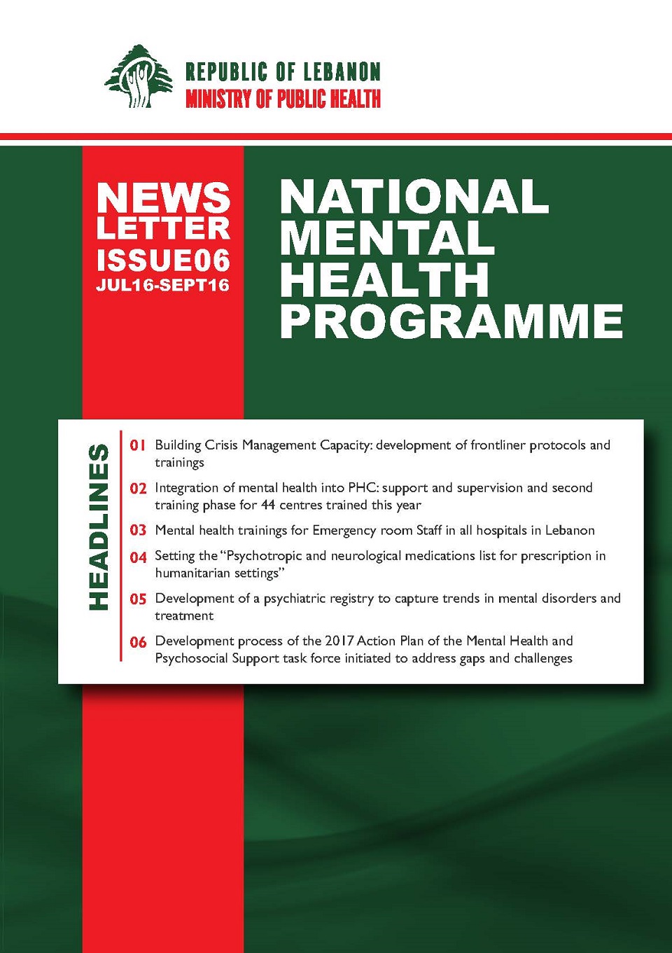 The Sixth Newsletter of the National Mental Health Program